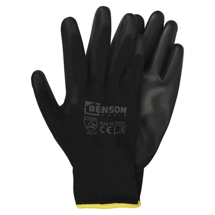 Benson PU Werkhandschoenen - Zwart - Maat 10 - EN 388