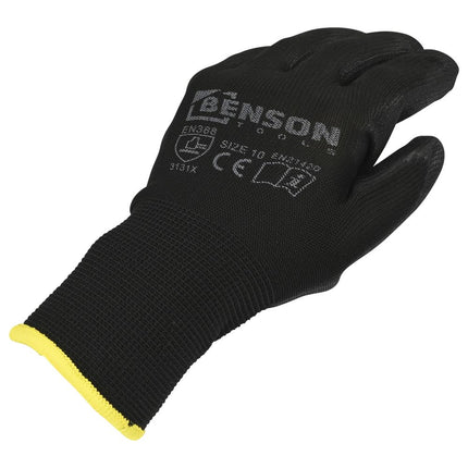 Benson PU Werkhandschoenen - Zwart - Maat 10 - EN 388