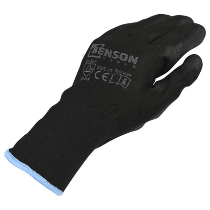 Benson PU Werkhandschoenen - Zwart - Maat 11 (XL) - EN 388