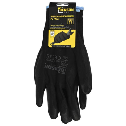 Benson PU Werkhandschoenen - Zwart - Maat 11 (XL) - EN 388