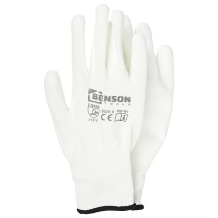 Benson PU Werkhandschoenen - Wit - Maat 9 - EN 388