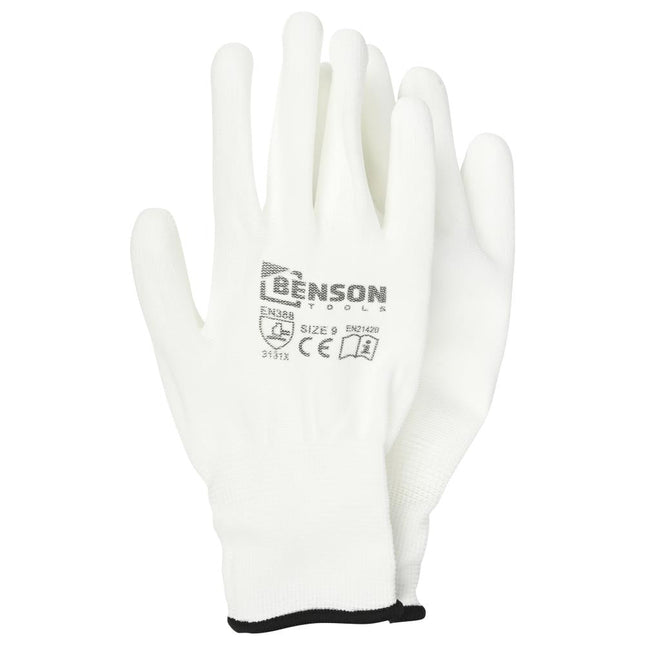 Benson PU Werkhandschoenen - Wit - Maat 9 - EN 388