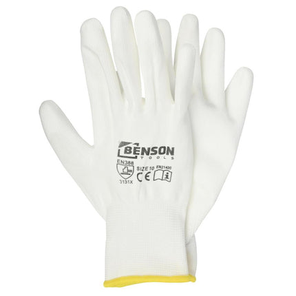 Benson PU Werkhandschoenen - Wit - Maat 10 - EN 388