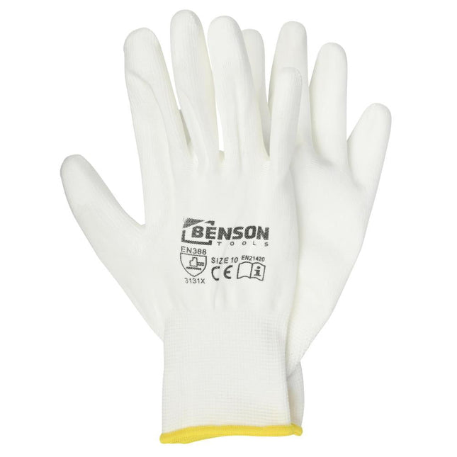 Benson PU Werkhandschoenen - Wit - Maat 10 - EN 388