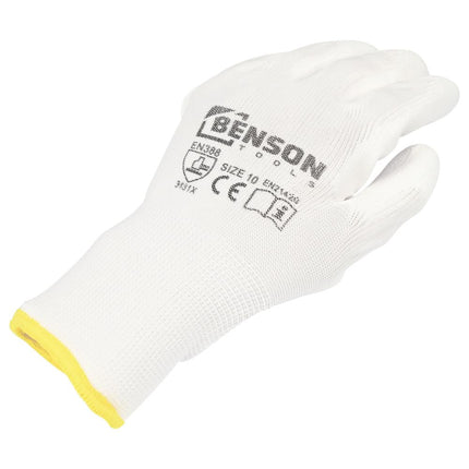 Benson PU Werkhandschoenen - Wit - Maat 10 - EN 388
