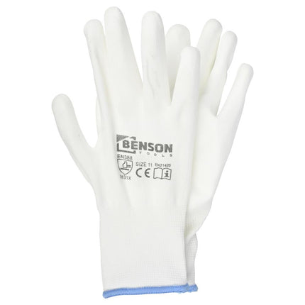 Benson PU Werkhandschoenen - Wit - Maat 11 - EN 388