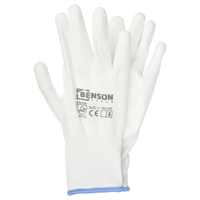 Benson PU Werkhandschoenen - Wit - Maat 11 - EN 388