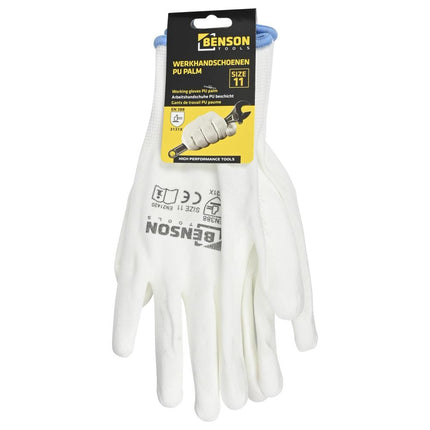Benson PU Werkhandschoenen - Wit - Maat 11 - EN 388