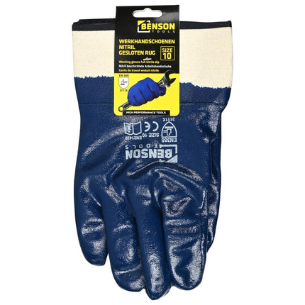 Benson Nitril Werkhandschoenen - Gesloten Rug - Maat 10 - EN 388