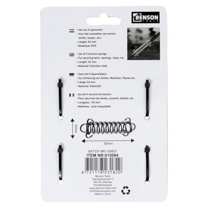 Benson RVS Spanveren 4-delig – Set van 9 & 10 cm