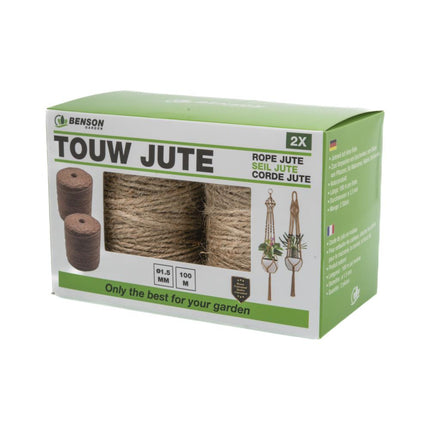 Benson Jute Touw 2-Delig 1,5 mm x 100 Meter - Natuurlijk en Sterk