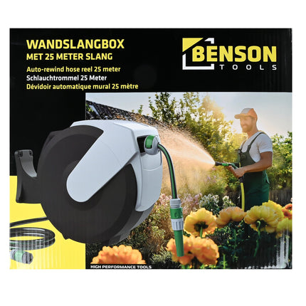 Benson Wandslangenbox - 25 Meter - Automatisch Oprolbaar