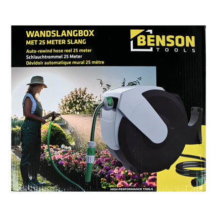 Benson Wandslangenbox - 25 Meter - Automatisch Oprolbaar
