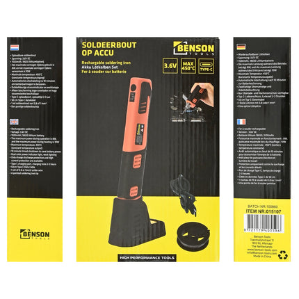 Benson Draadloze Soldeerbout - 3.6V Li-ion - Max. 450°C