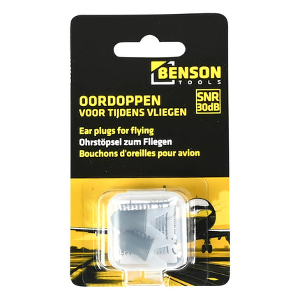 Benson Vliegtuig Oordoppen - 30 dB Demping - Tegen Oorpijn & Lawaai - Met Bewaardoosje