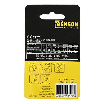 Benson Vliegtuig Oordoppen - 30 dB Demping - Tegen Oorpijn & Lawaai - Met Bewaardoosje