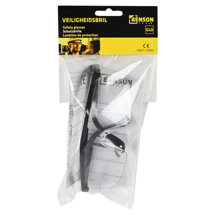 Benson Veiligheidsbril - Zwart Frame - Heldere Glazen - Oogbescherming