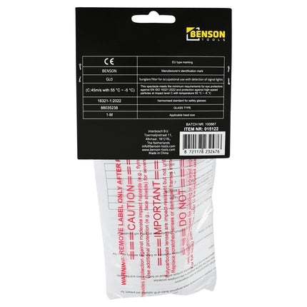 Benson Veiligheidsbril - Transparant Frame - Heldere Glazen - Optimale Oogbescherming