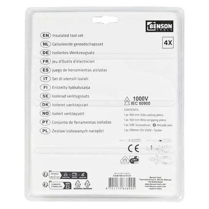Benson Gereedschapsset VDE - 4-delig - Geïsoleerd - Veilig Werken tot 1000V