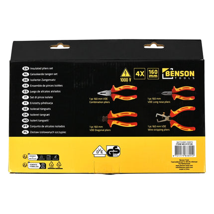 Benson VDE Tangenset - 4-delig - Geïsoleerd tot 1000V - Chroom-Vanadium