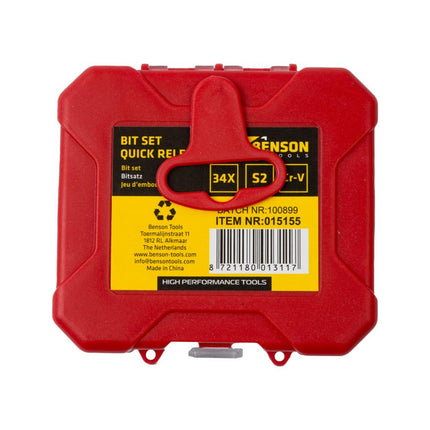 Benson Bitset 34-delig - S2 Staal - Inclusief Magnetische Bithouders