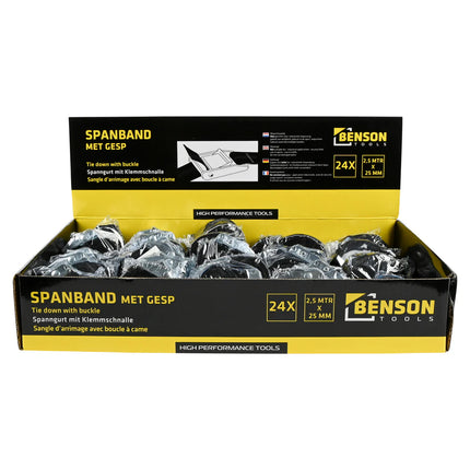 Benson Spanband met Klemgesp – 2,5 Meter x 25 mm – Ideaal voor Bagage