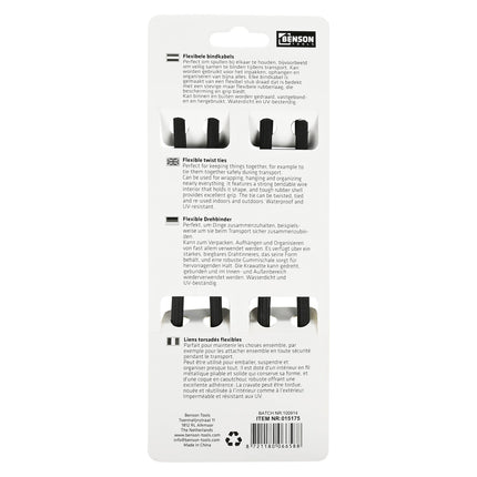 Benson Flexibele Bindkabelset Zwart 30 cm - 2-Delig