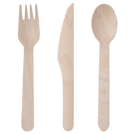 Benson Houten Bestekset - 18-delig - 16 cm - Duurzaam Wegwerpbestek