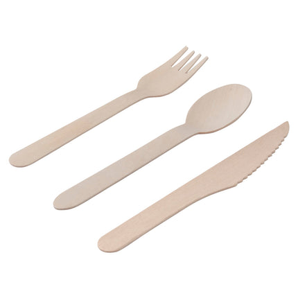 Benson Houten Bestekset - 18-delig - 16 cm - Duurzaam Wegwerpbestek