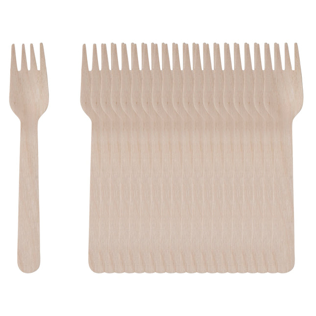 Benson Houten Vorken - 20-delig - 16 cm - Duurzaam Wegwerpbestek