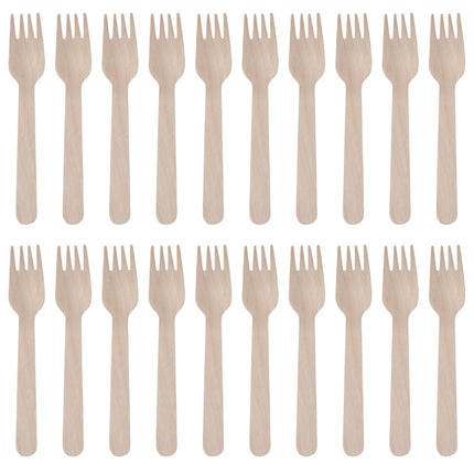 Benson Houten Vorken - 20-delig - 16 cm - Duurzaam Wegwerpbestek