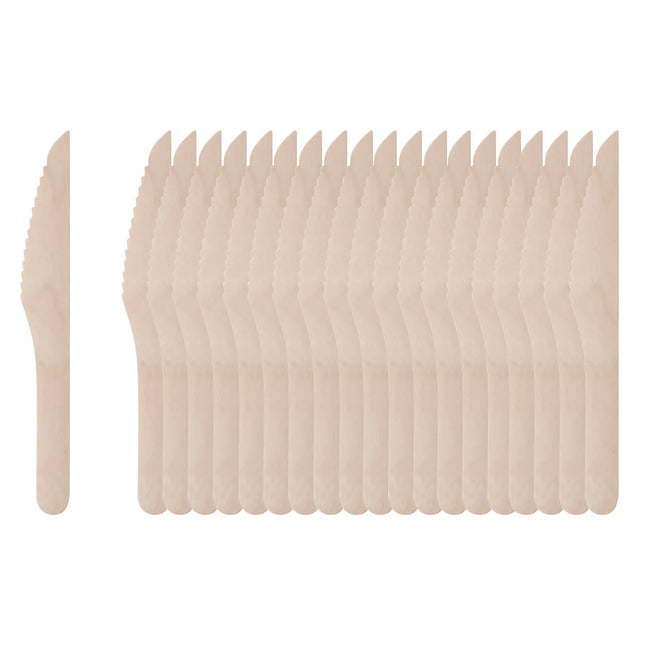 Benson Houten Messen - 20 Stuks - 16 cm - Milieuvriendelijk Wegwerpbestek