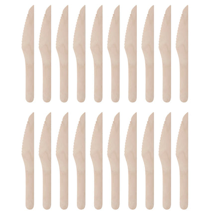 Benson Houten Messen - 20 Stuks - 16 cm - Milieuvriendelijk Wegwerpbestek