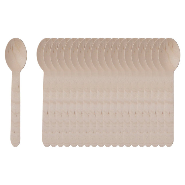 Benson Houten Lepels - 20 Stuks - 16 cm - Milieuvriendelijk Wegwerpbestek