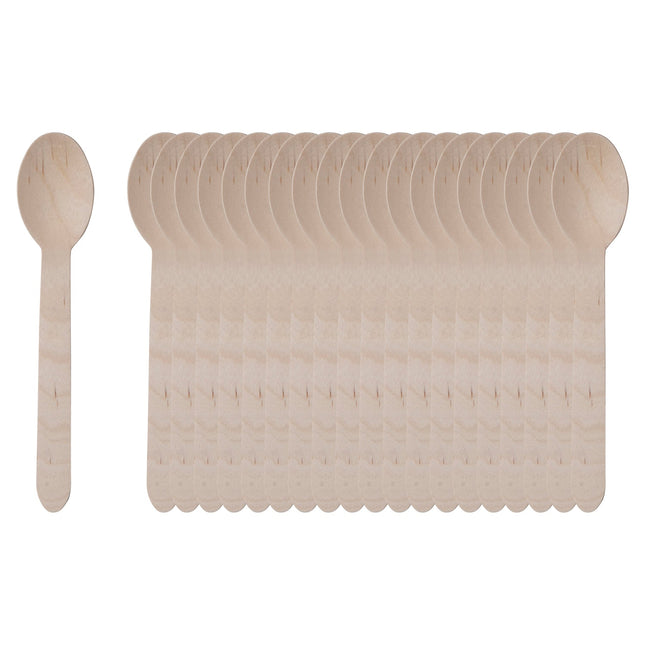 Benson Houten Lepels - 20-delig - 16 cm - Duurzaam Wegwerpbestek