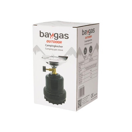 Baygas Camping Kookstel - Metaal - Geschikt voor 190g Prikpatronen - Zwart