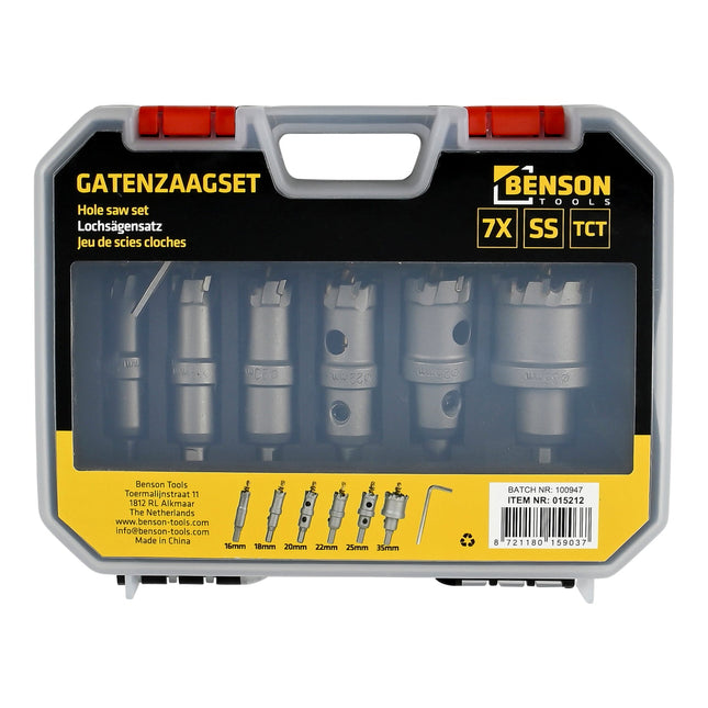 Benson Gatenzaagset RVS - 7-delig - TCT Hardmetaal - 16 t/m 35 mm