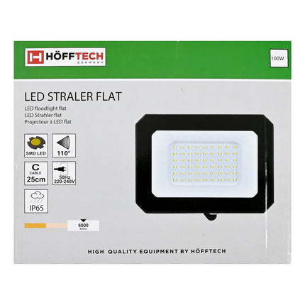 Hofftech LED Straler Flat - 100W - 10000 Lumen - IP65 - 6000K