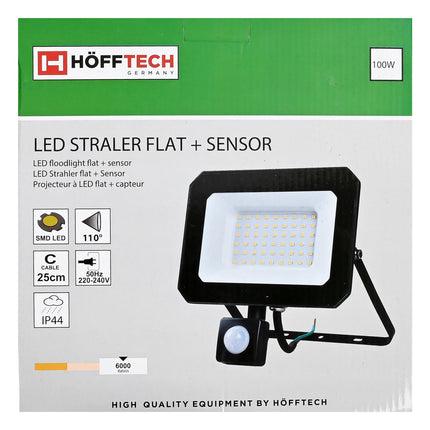 Hofftech LED Straler Flat - 100W - 10000 Lumen - Met Sensor