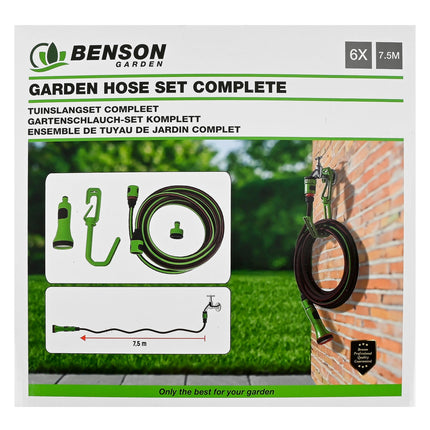 Benson Tuinslangset - Uittrekbaar tot 10 Meter - Inclusief Wandhouder & Sproeikop