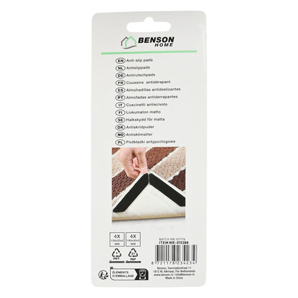 Benson Antislippads - 8-delig - Zelfklevend - Herbruikbaar - 130 mm & 180 mm