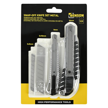 Benson Afbreekmessenset Metaal - 12-delig - 9 mm & 18 mm - Incl. 10 Reservemessen