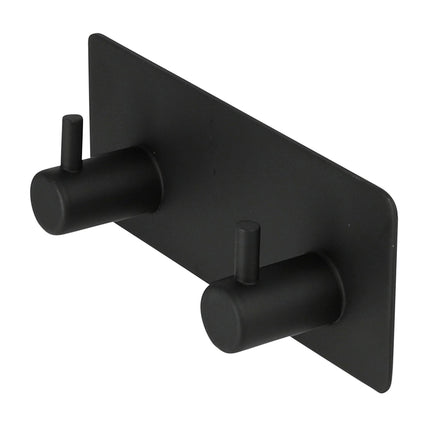 Benson Dubbele Metalen Haak - Zelfklevend - Zwart - 11,5 x 4,5 cm