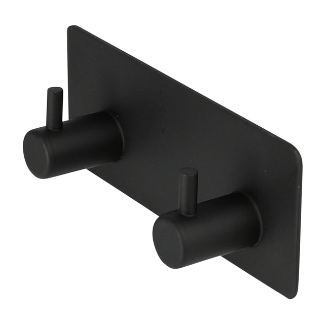 Benson Dubbele Metalen Haak - Zelfklevend - Zwart - 11,5 x 4,5 cm