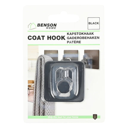 Benson Zelfklevende Metalen Haak - Zwart - 4,5 x 4,5 x 3 cm