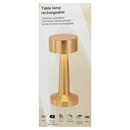 Benson Luxe LED Tafellamp – Goud – Touch Bediening – USB-C Oplaadbaar – 21,1 cm