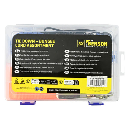 Benson Spanband & Snelbinder Mix – 8-delige Set – Universele Ladingzekering