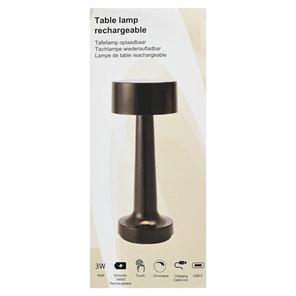 Benson Luxe LED Tafellamp – Zwart – Touch Bediening – USB-C Oplaadbaar – 21,1 cm