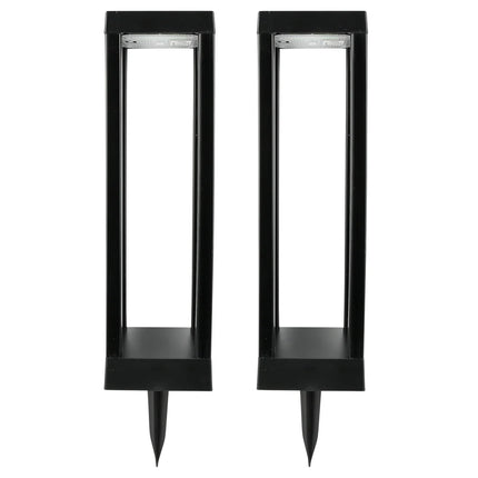 Benson Solar Tuinlamp Rechthoek Open – Set van 2 – Zwart – 46 cm