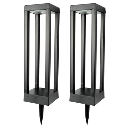 Benson Solar Tuinlamp Rechthoek Open – Set van 2 – Zwart – 46 cm